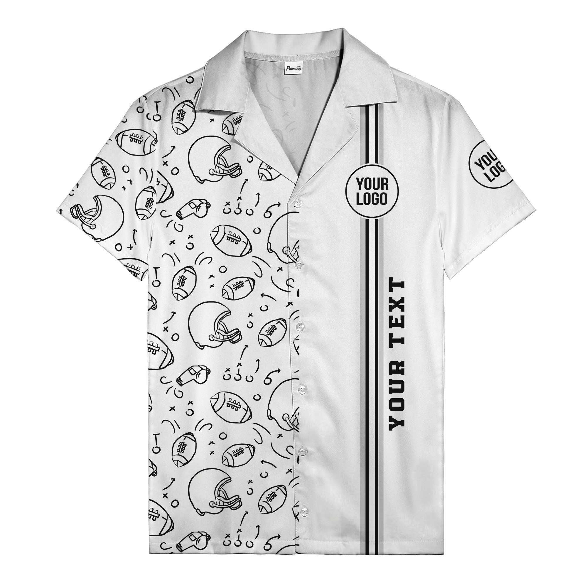 football helmets play diagrams cartoon sports hawaiian shirt for men