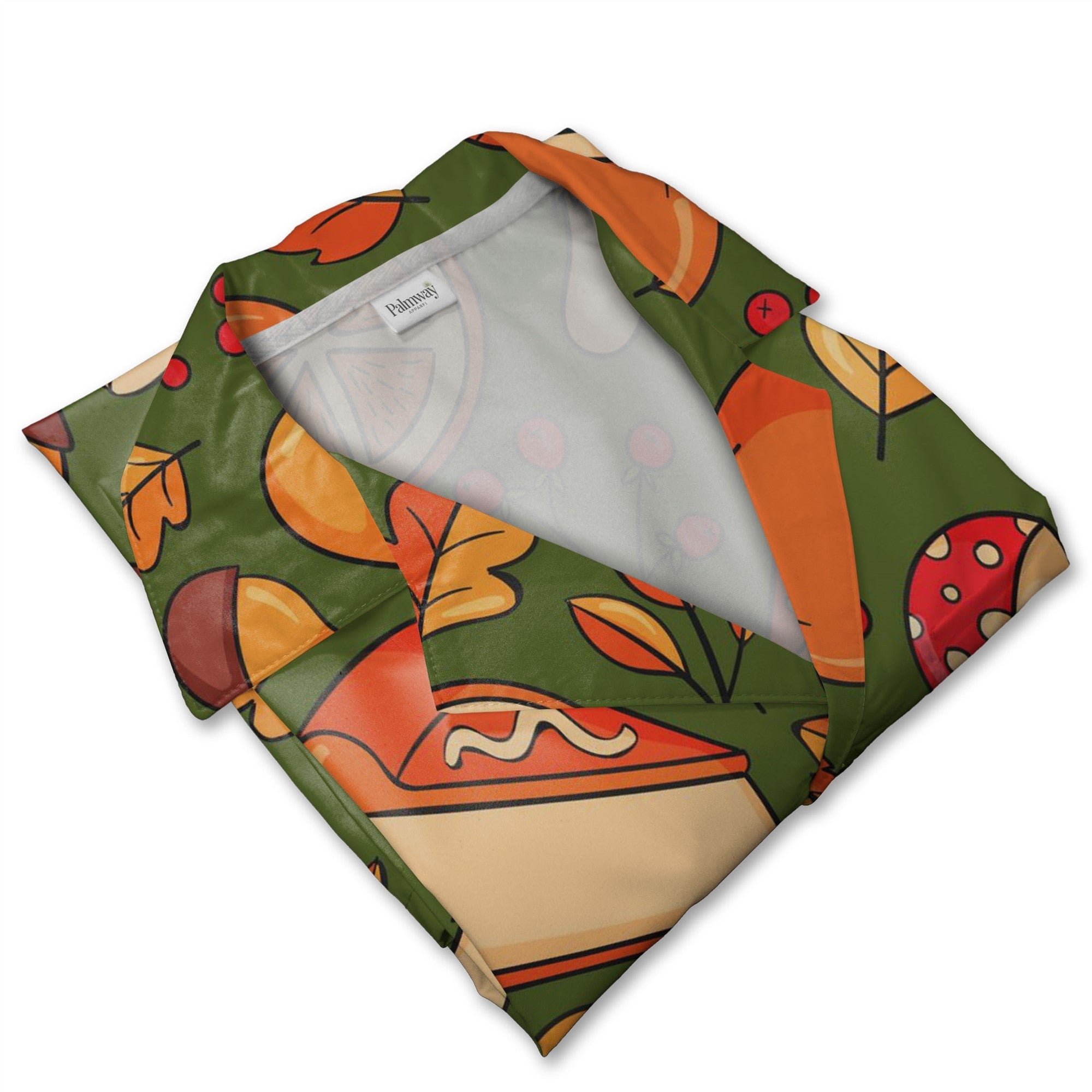 Forest Floor Hawaiian Shirt with Oak Leaves Acorns and Spotted Mushrooms