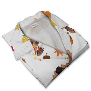Funny Turkey Hawaiian Shirt with Sunglasses Pilgrim Hats and Roasted Dinner