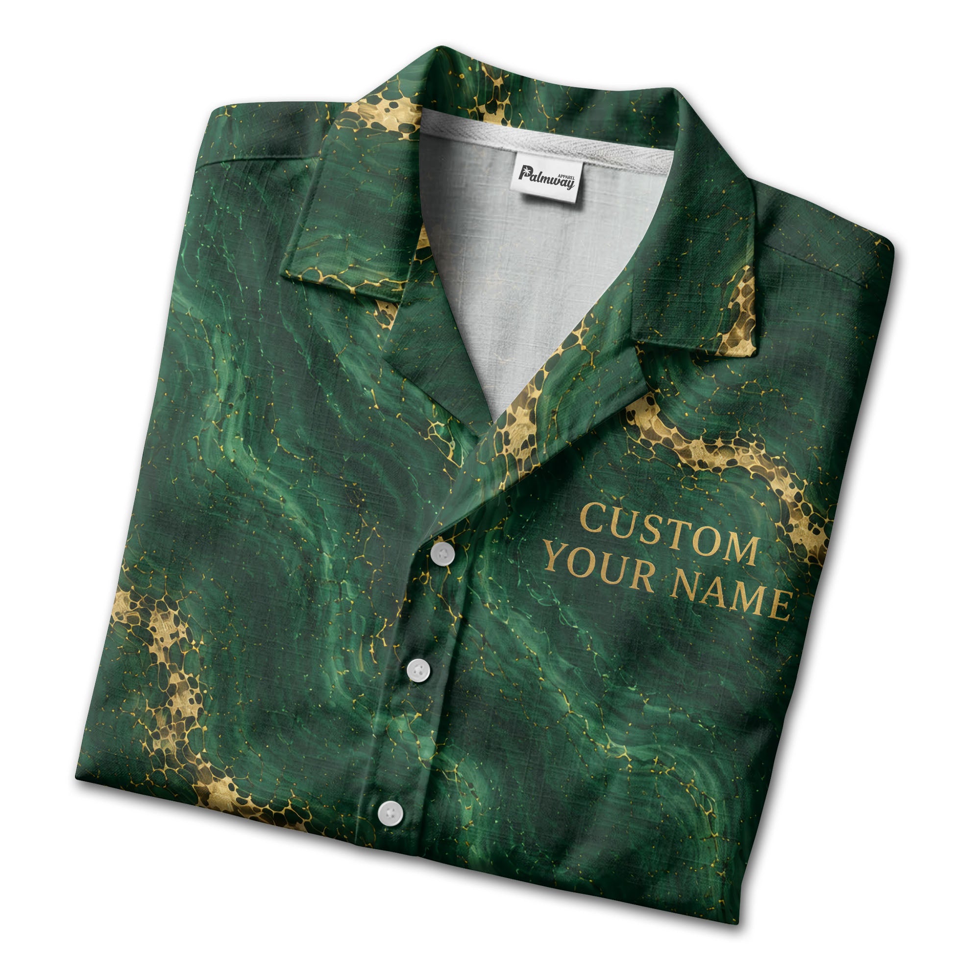 gold palm trees over emerald ocean waves cruise ship hawaiian shirt
