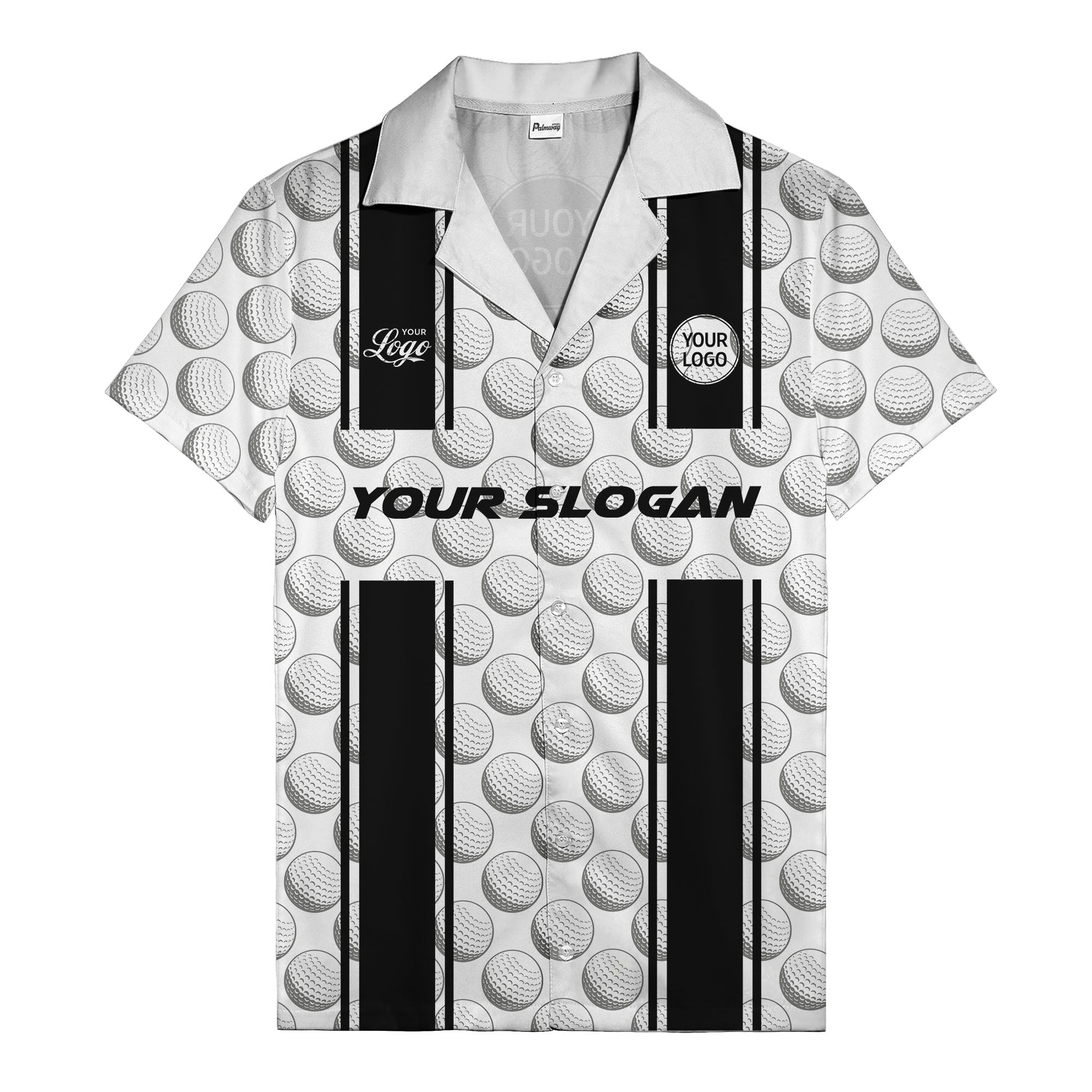 golf ball & white stripe repeat hawaiian shirt for golfers