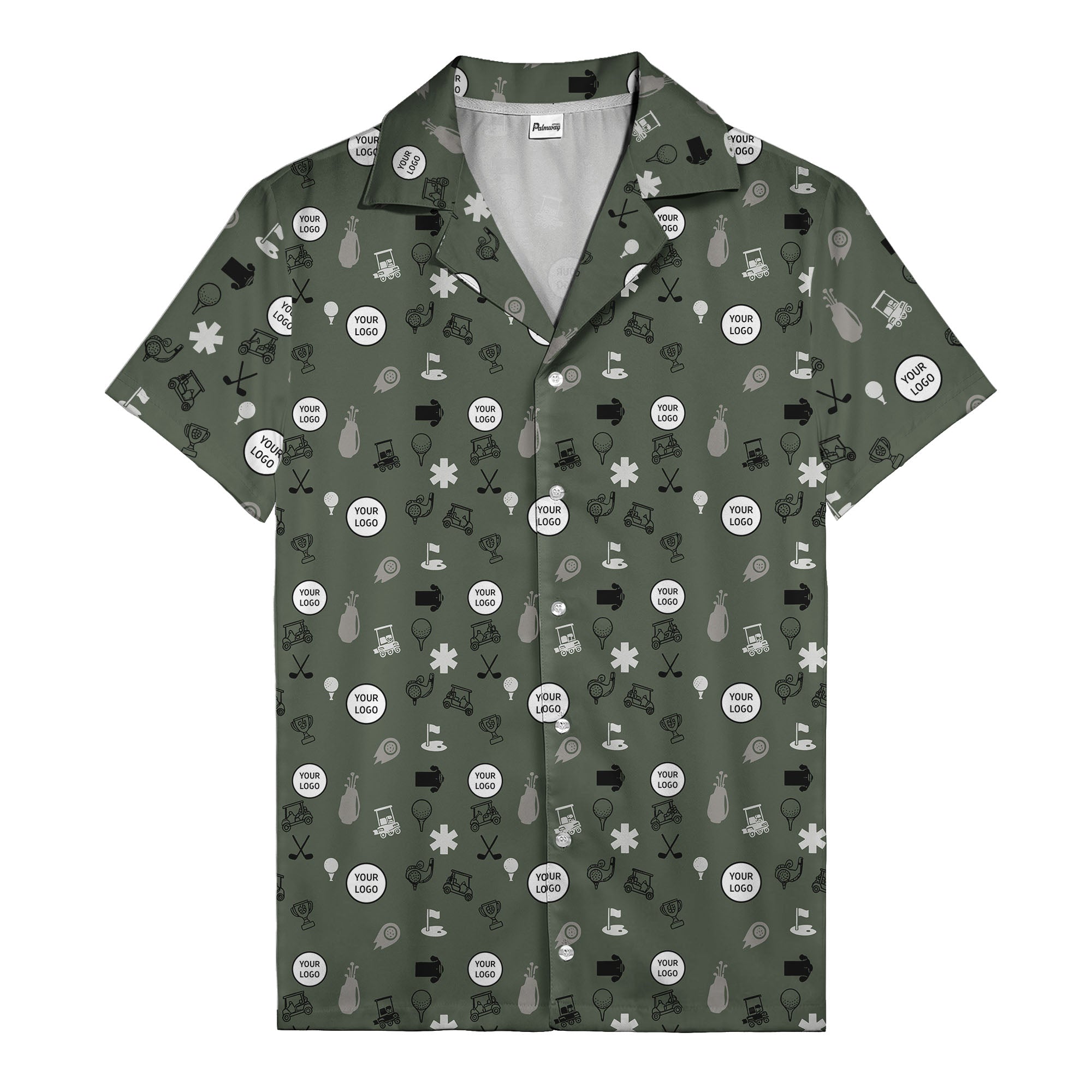 Golf Balls Clubs Carts Trophies Flags Hawaiian Shirt For Men