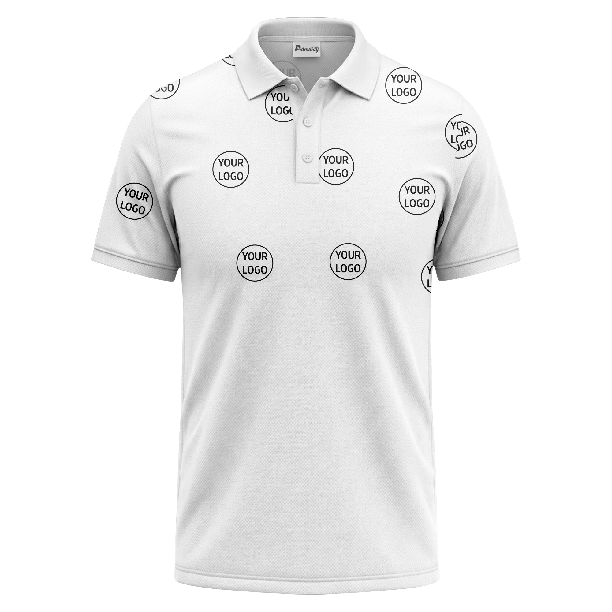 gradient black white custom logo repeat polo shirt