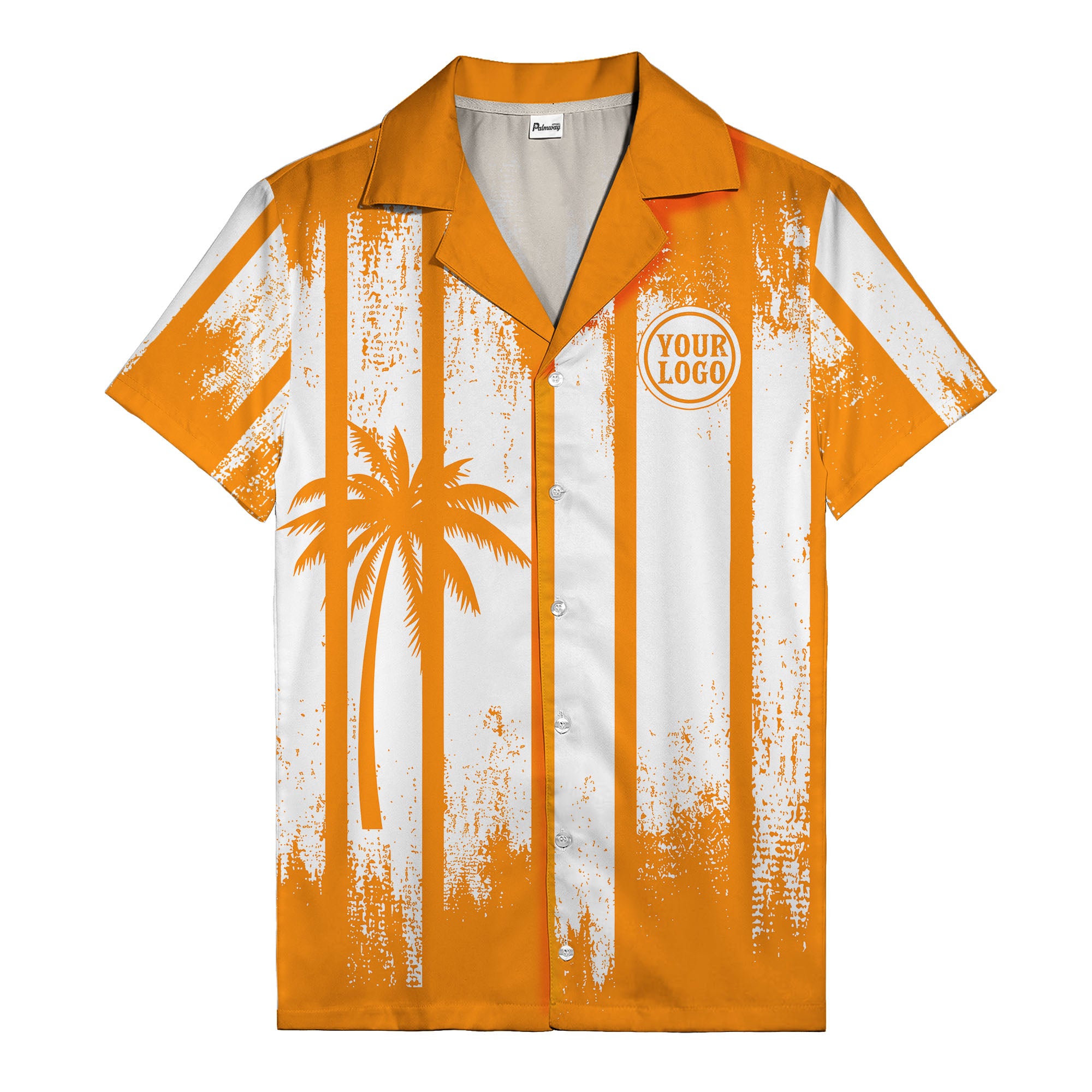grunge monochrome palm tree silhouettes & stripe hawaiian shirt for men