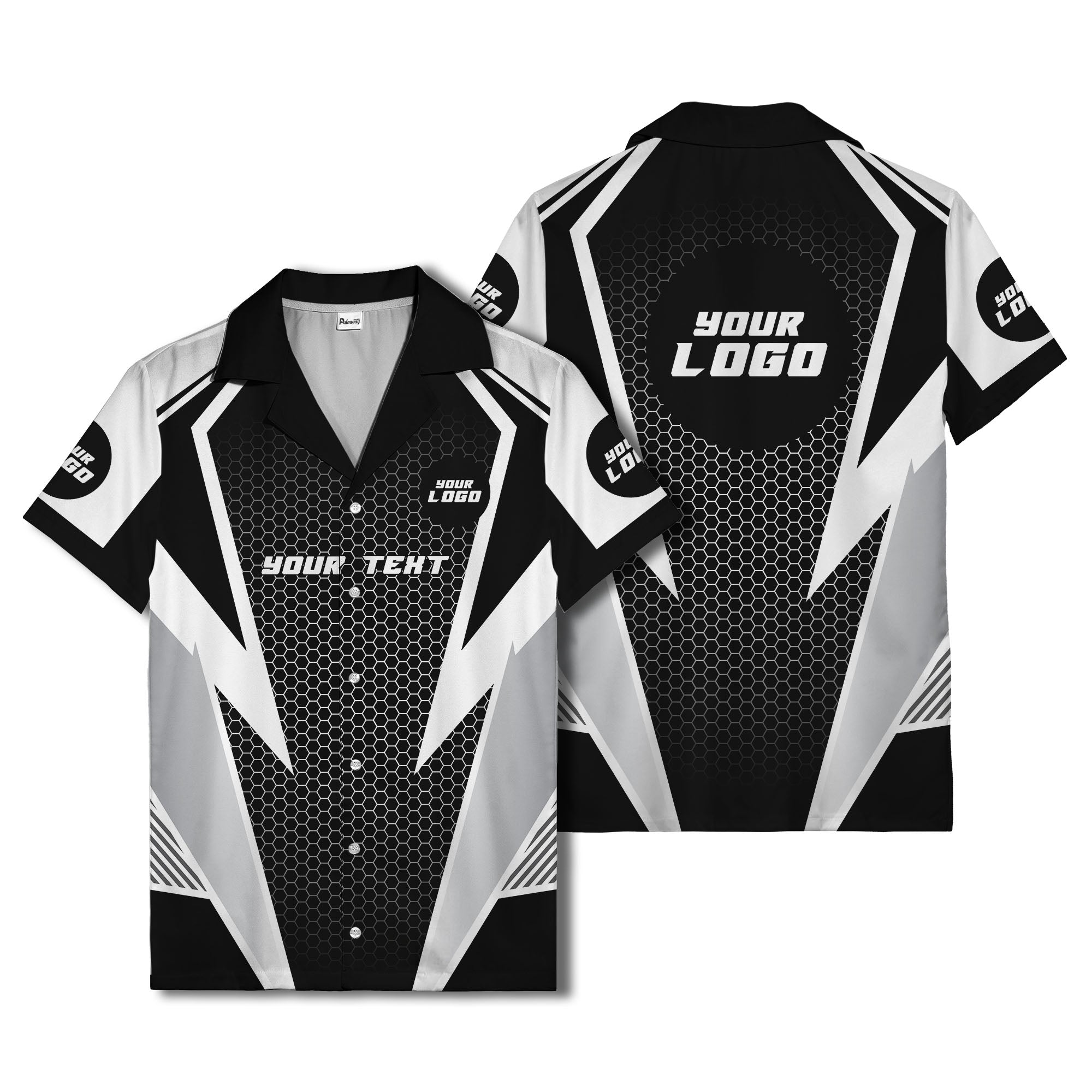 hexagon grid lightning bolt hawaiian shirt for men