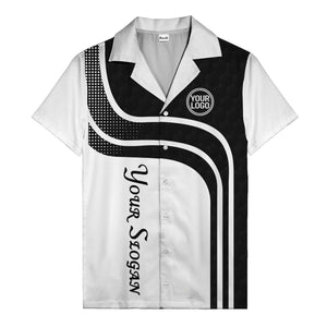 hexagon grid & retro curves hawaiian shirt for bowling fans