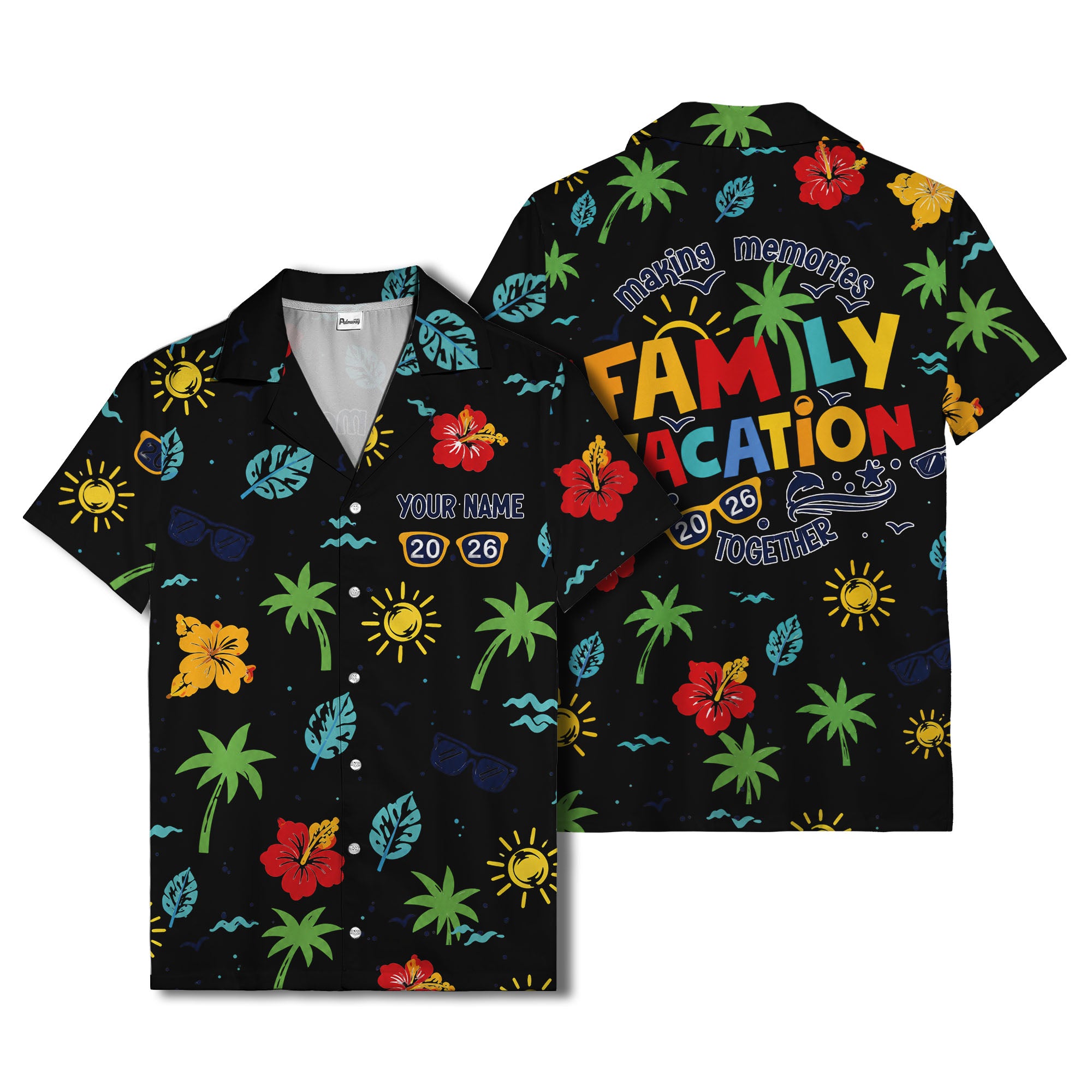hibiscus palm sunglasses watercolor hawaiian shirt for men