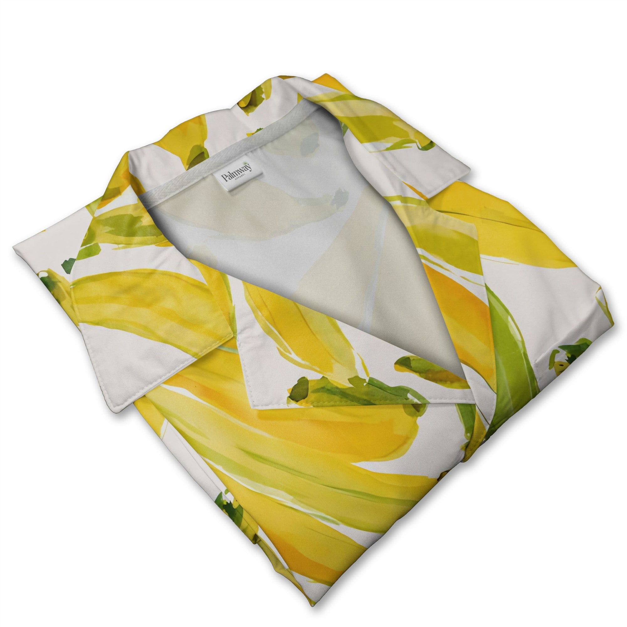 Illustrated Banana and Leaf Hawaiian Shirt on Charcoal Black
