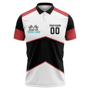 Illustrated Racing Flags Geometric Polo Shirt For Athletic Team Spirit