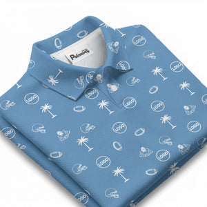 Illustrated Tropical Football Palm Tree Repeat Polo Shirt For Game Day