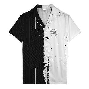 ink splattered abstract lines monochrome hawaiian shirt