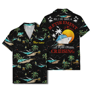 island paradise palm trees & sailboats sunset hawaiian shirt