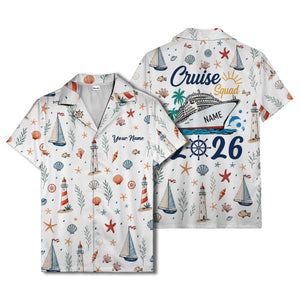 lighthouses sailboats seashells watercolor nautical hawaiian shirt for men