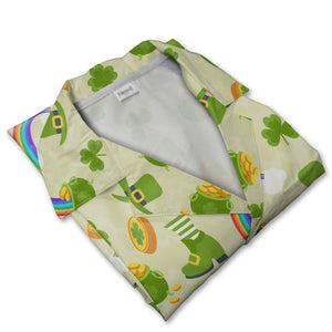 Lucky Leprechaun Hawaiian Shirt with Shamrocks Rainbows and Pots of Gold