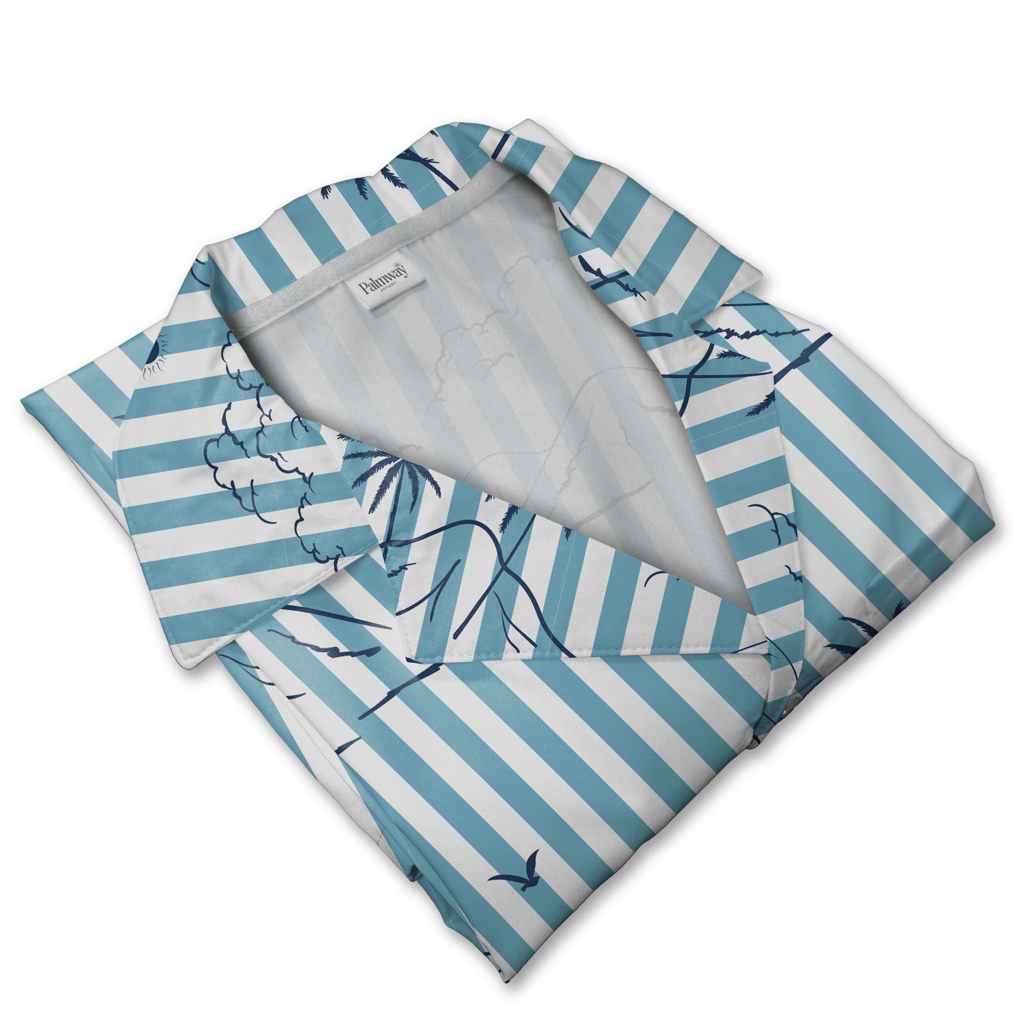 Modern Tropical Hawaiian Shirt on Black White Horizontal Stripes