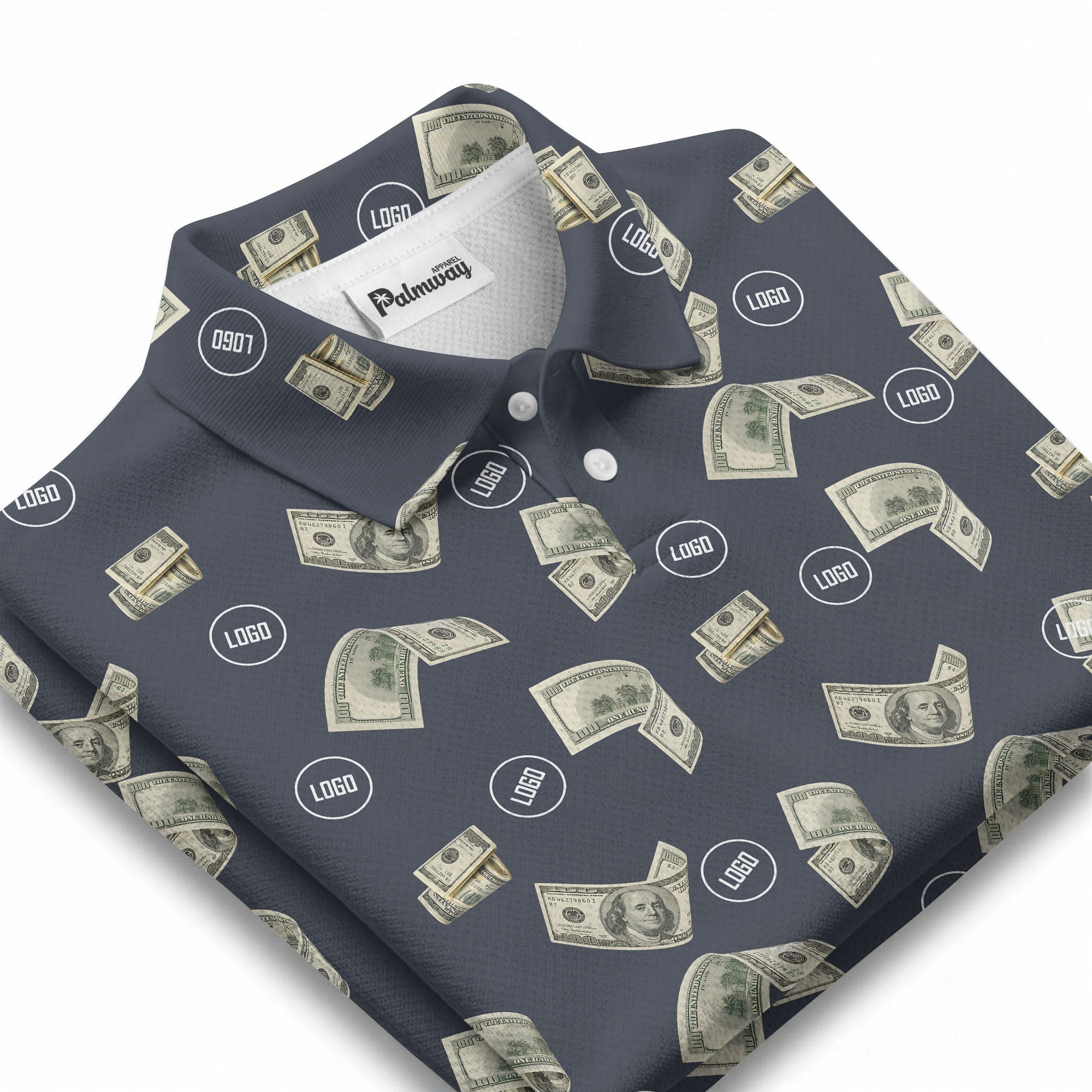 Money Rain Dollar Bills Repeating Pattern Polo Shirt For Men