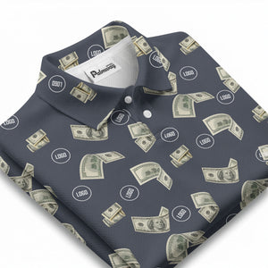 Money Rain Dollar Bills Repeating Pattern Polo Shirt For Men