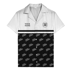 monochrome custom logo repeat hawaiian shirt for men
