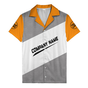monochrome diagonal stripes & custom logo company name hawaiian shirt