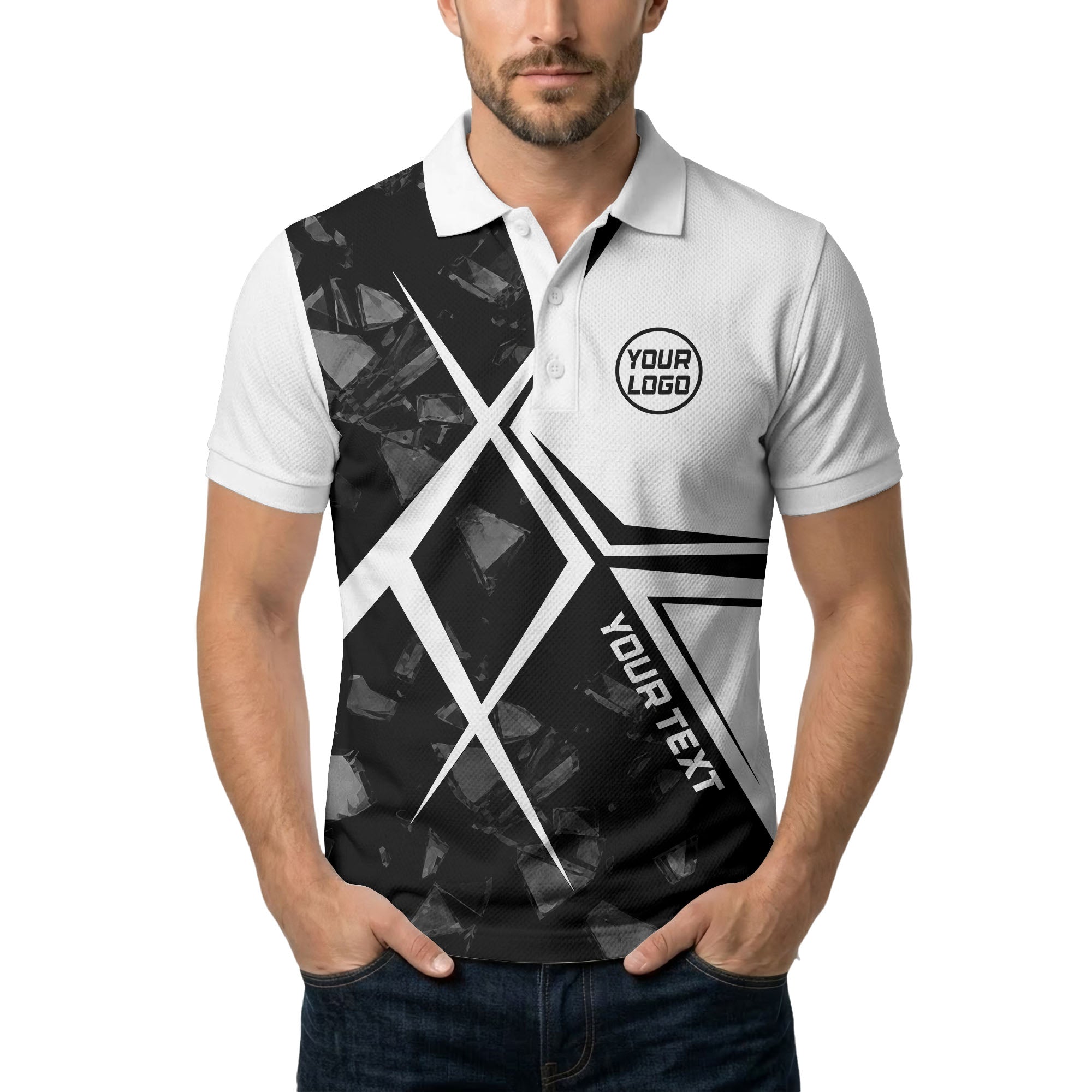 monochrome geometric triangles & abstract shapes modern urban polo shirt