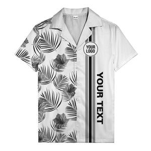 jet black monochrome tropical floral leaves hawaiian shirt for men