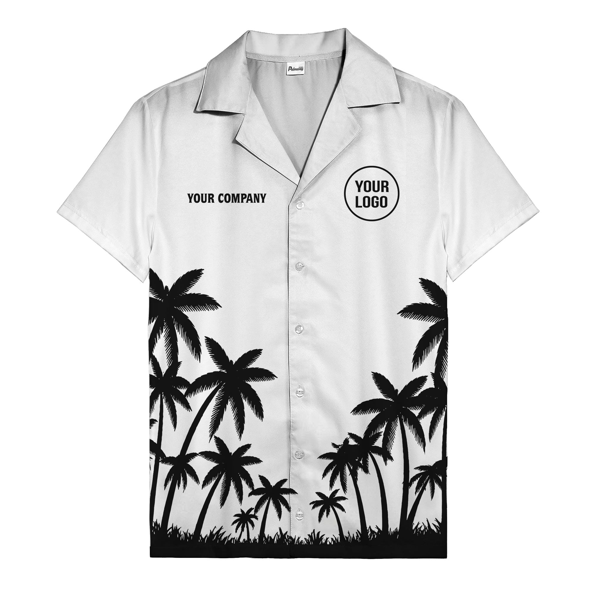 monochrome palm tree gradient silhouette hawaiian shirt for men