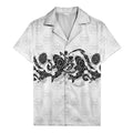 monochrome tribal turtle & sun motifs heritage hawaiian shirt