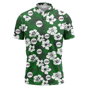 monochrome tropical floral with speech bubble polo shirt for men