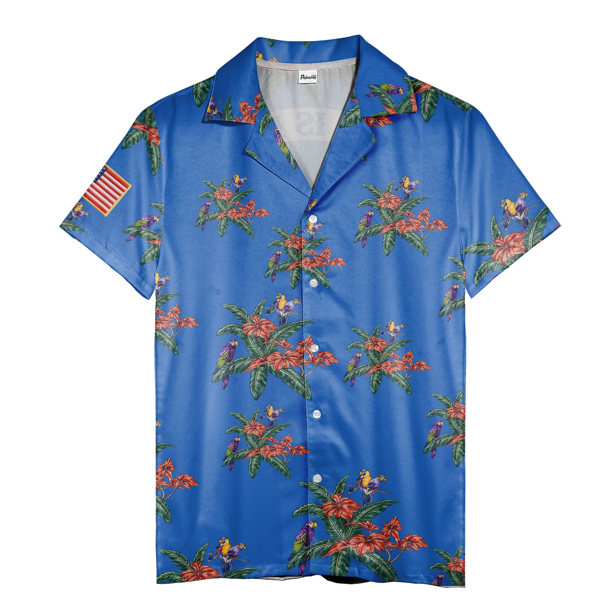 motorcycle parrot tropical hawaiian shirt, hibiscus floral aloha button down shirt