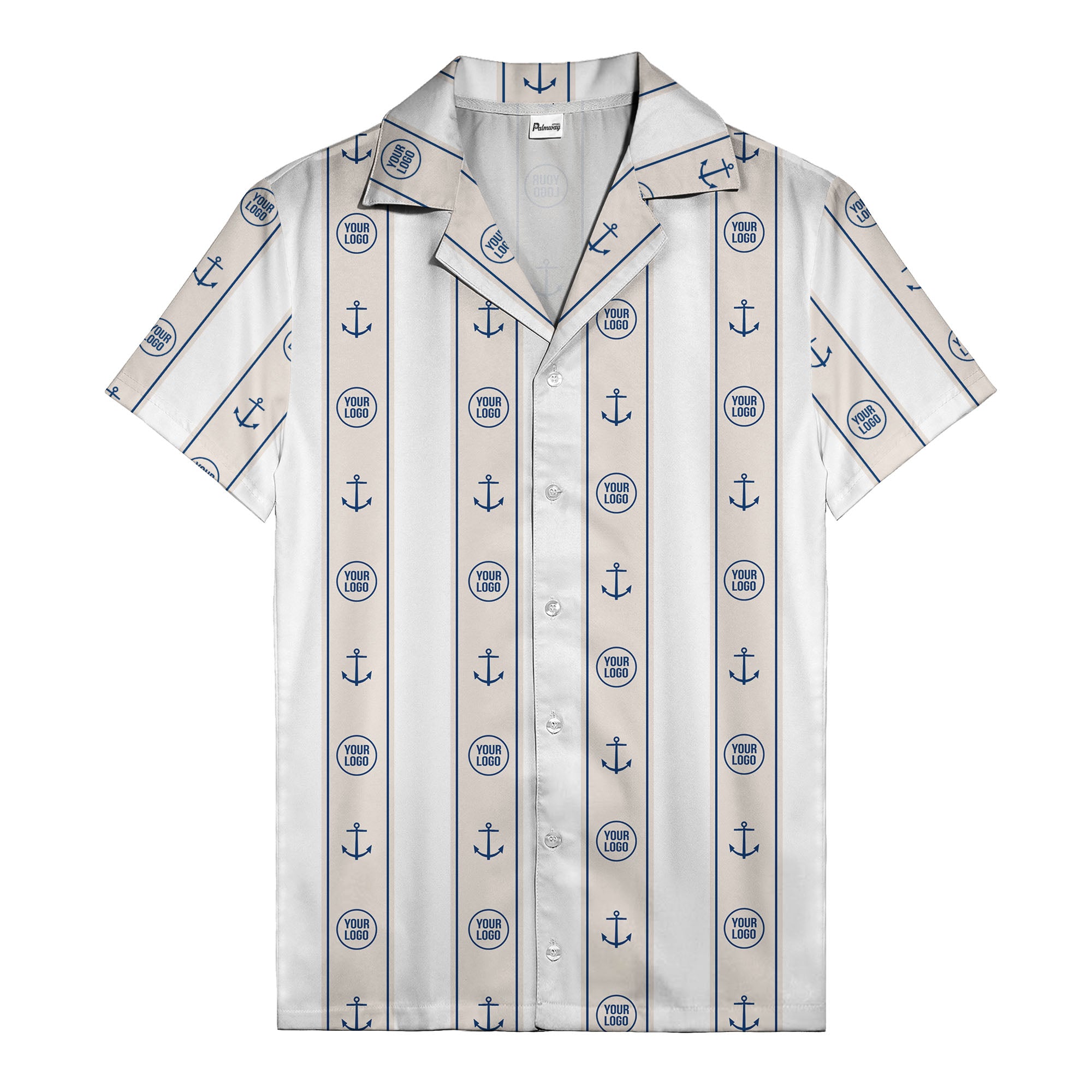 nautical anchors & custom logo repeat hawaiian shirt for men