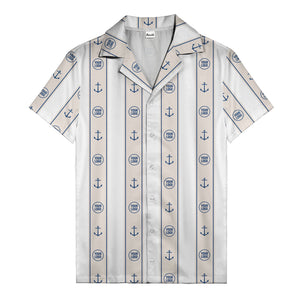 nautical anchors & custom logo repeat hawaiian shirt for men