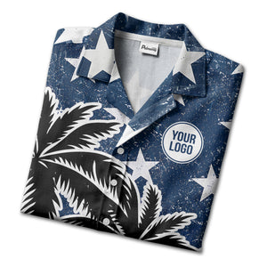 navy stars & stripes palm trees patriotic hawaiian shirt