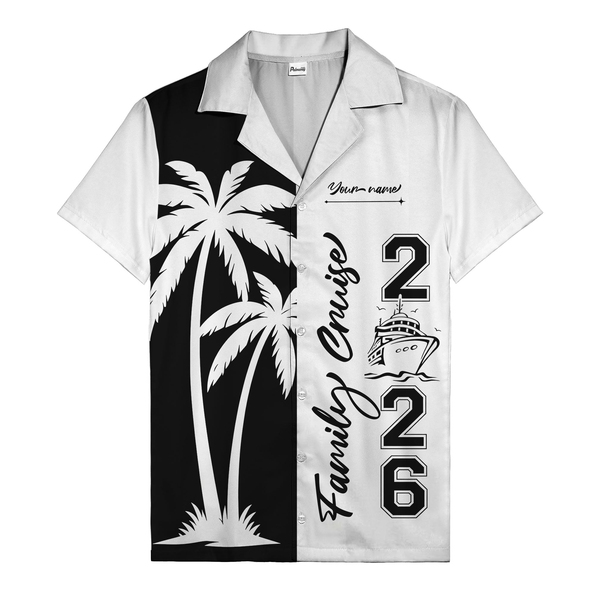 palm tree cruise ship family vacation graphic hawaiian shirt