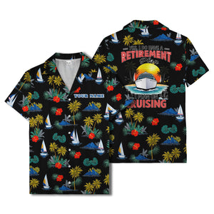 palm trees sailboats hibiscus island paradise hawaiian shirt