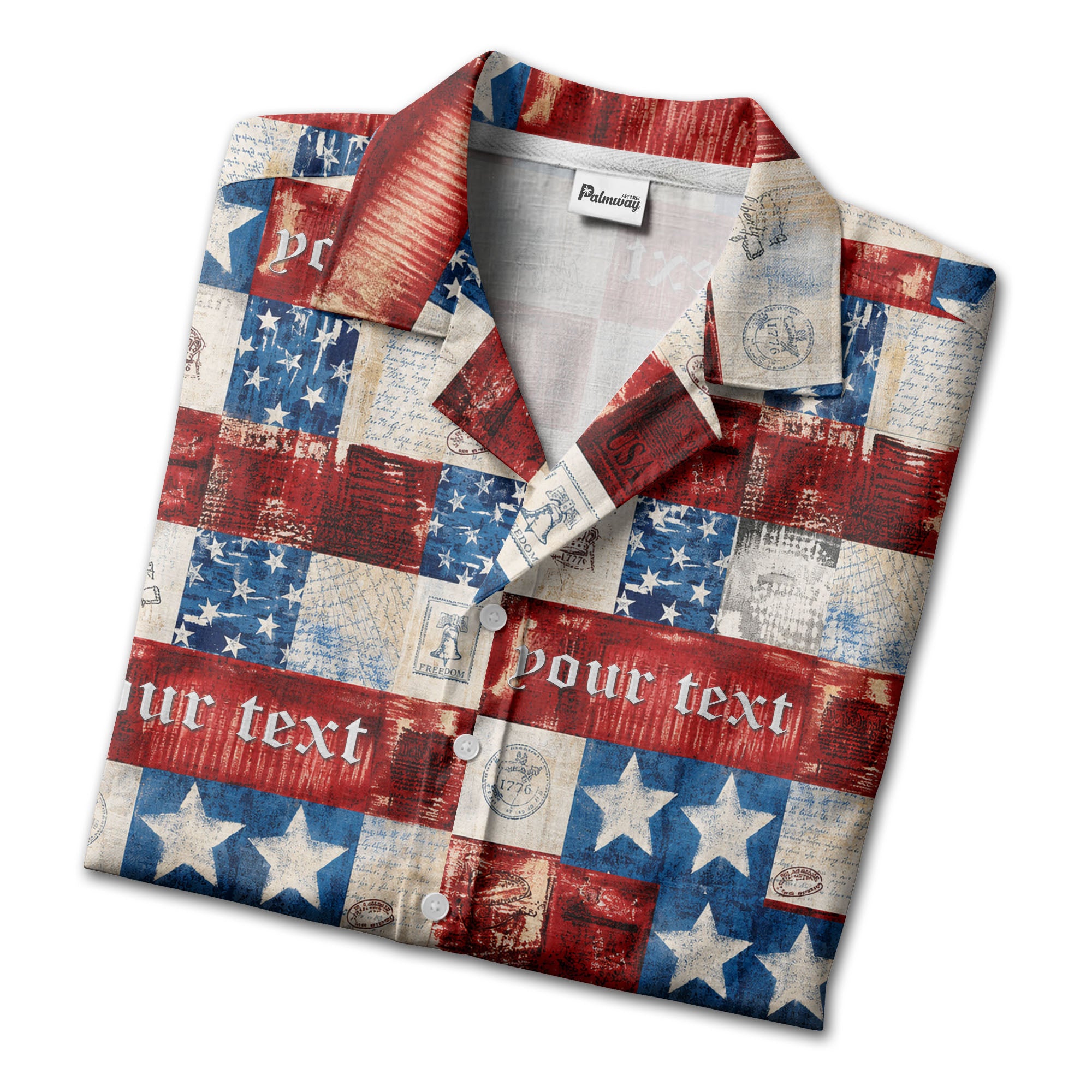 patchwork stars & stripes liberty bell eagle 1776 hawaiian shirt