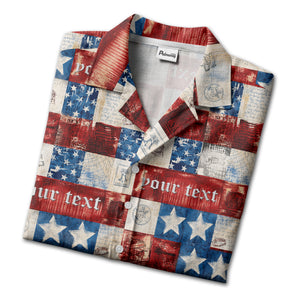 patchwork stars & stripes liberty bell eagle 1776 hawaiian shirt