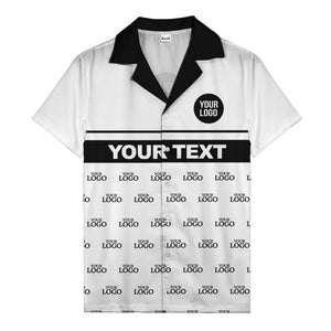personalized logo & text striped hawaiian shirt for teams