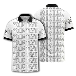 personalized name repeat text minimalist golf polo shirt