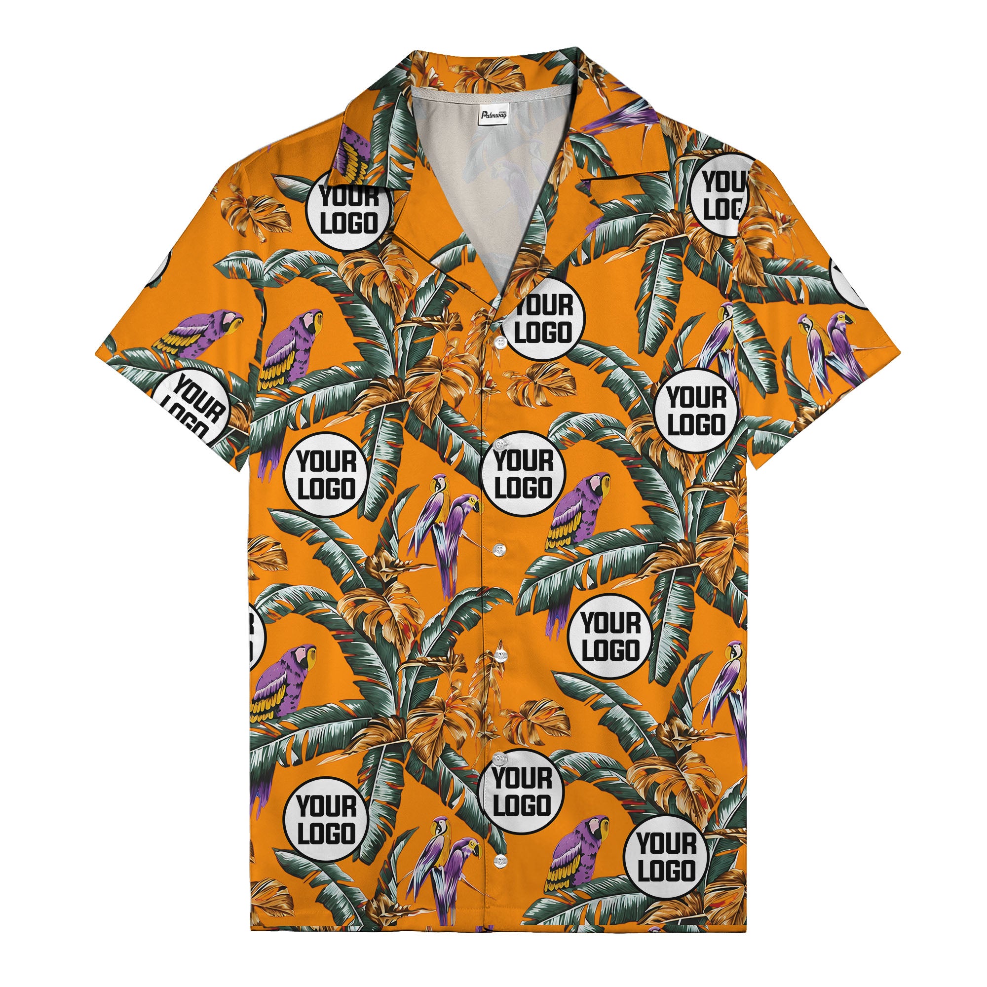 photorealistic parrots & palm leaves navy hawaiian shirt for men