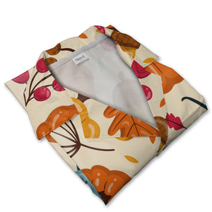 Pumpkin Patch Hawaiian Shirt with Blue Gourds and Red Berry Branches