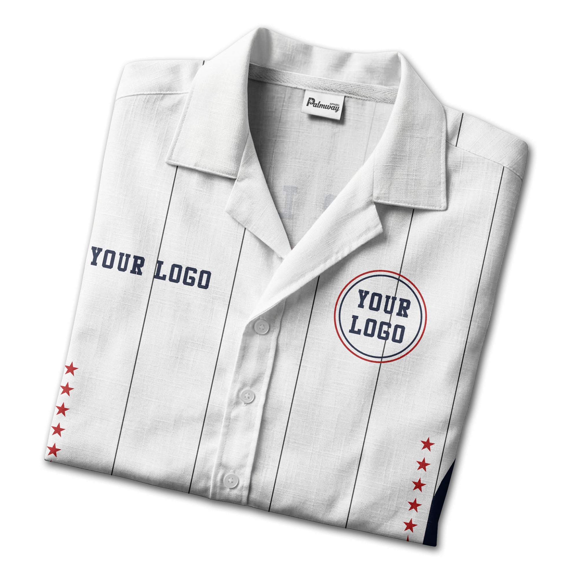 red stars & chicago stripes customizable logo hawaiian shirt