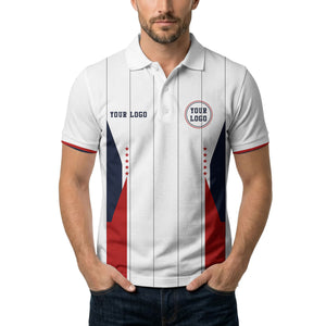 red stars & navy stripes custom logo golf performance polo shirt