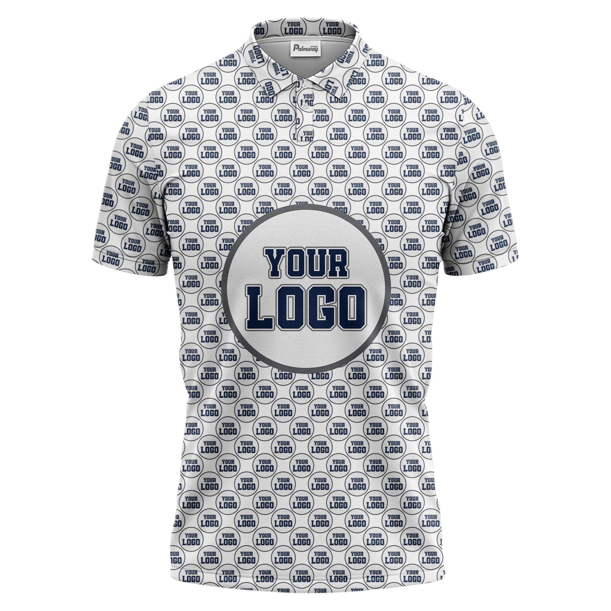Repeating Personalized Logo Polo Shirt With Custom Text & Illustrated Icons
