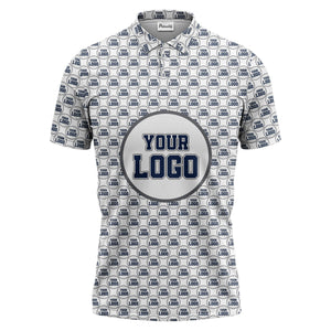 Repeating Personalized Logo Polo Shirt With Custom Text & Illustrated Icons
