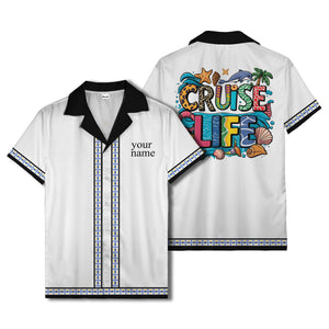 retro bowling diamond geometric personalized hawaiian shirt for men