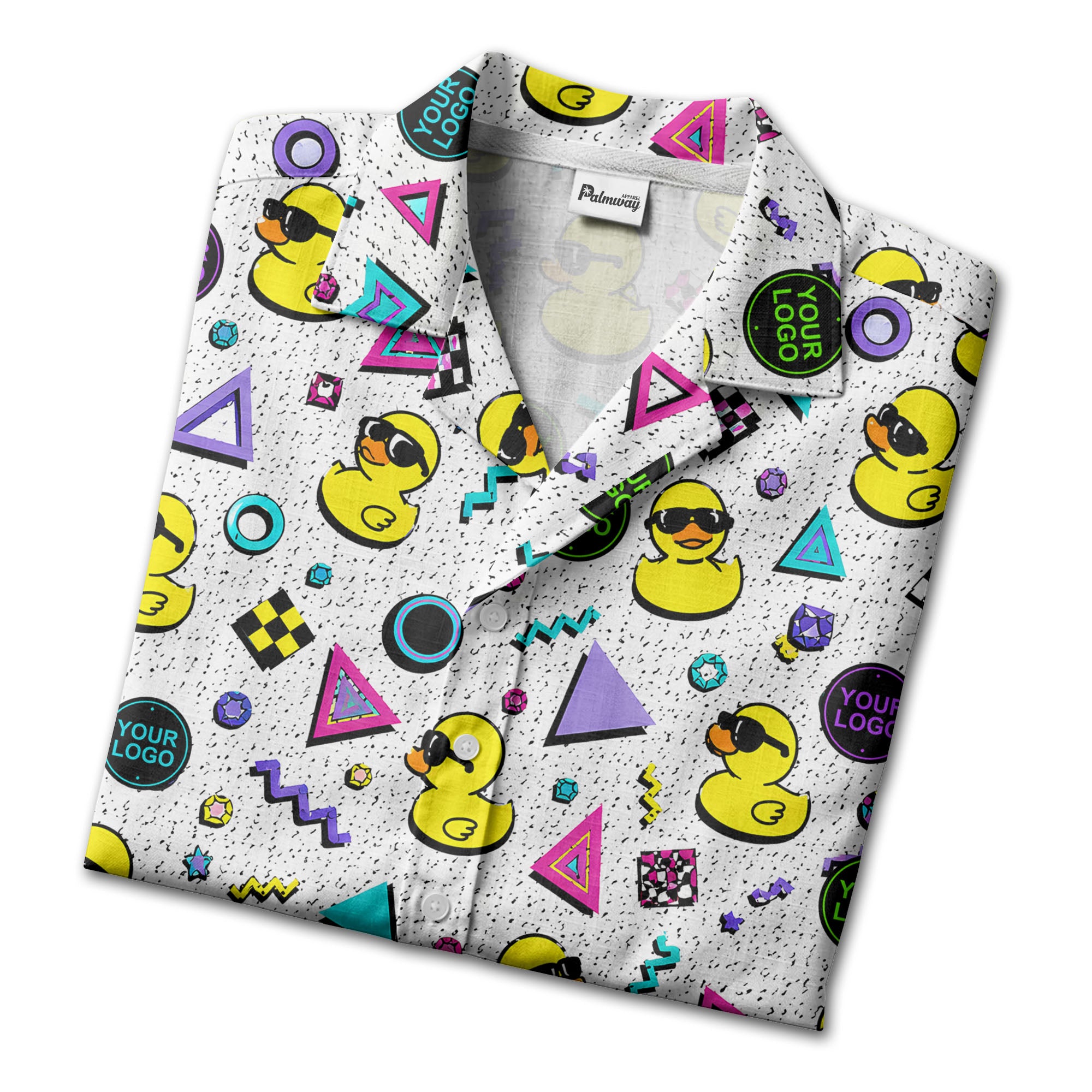 retro rubber ducks & geometric 80s blocks hawaiian shirt