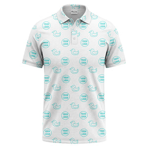 rubber duck & custom logo circle pattern polo shirt for men