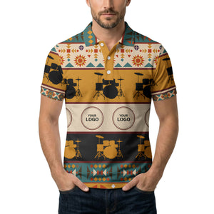 southwestern drum kits geometric polo shirt for music festivals