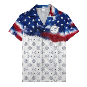 stars & stripes american flag custom logo patriotic hawaiian shirt