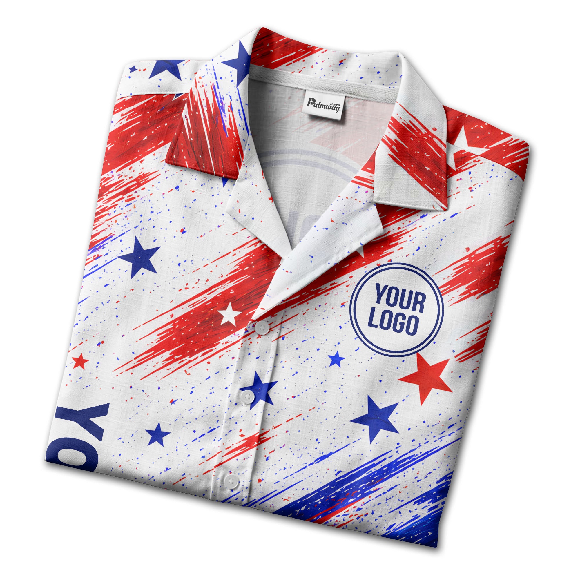 stars & stripes diagonal brushstroke american flag hawaiian shirt